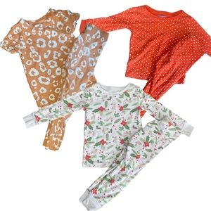 Old Navy pajama set bundle - 3 - orange leopard print, red polka dot, rabbit -2T